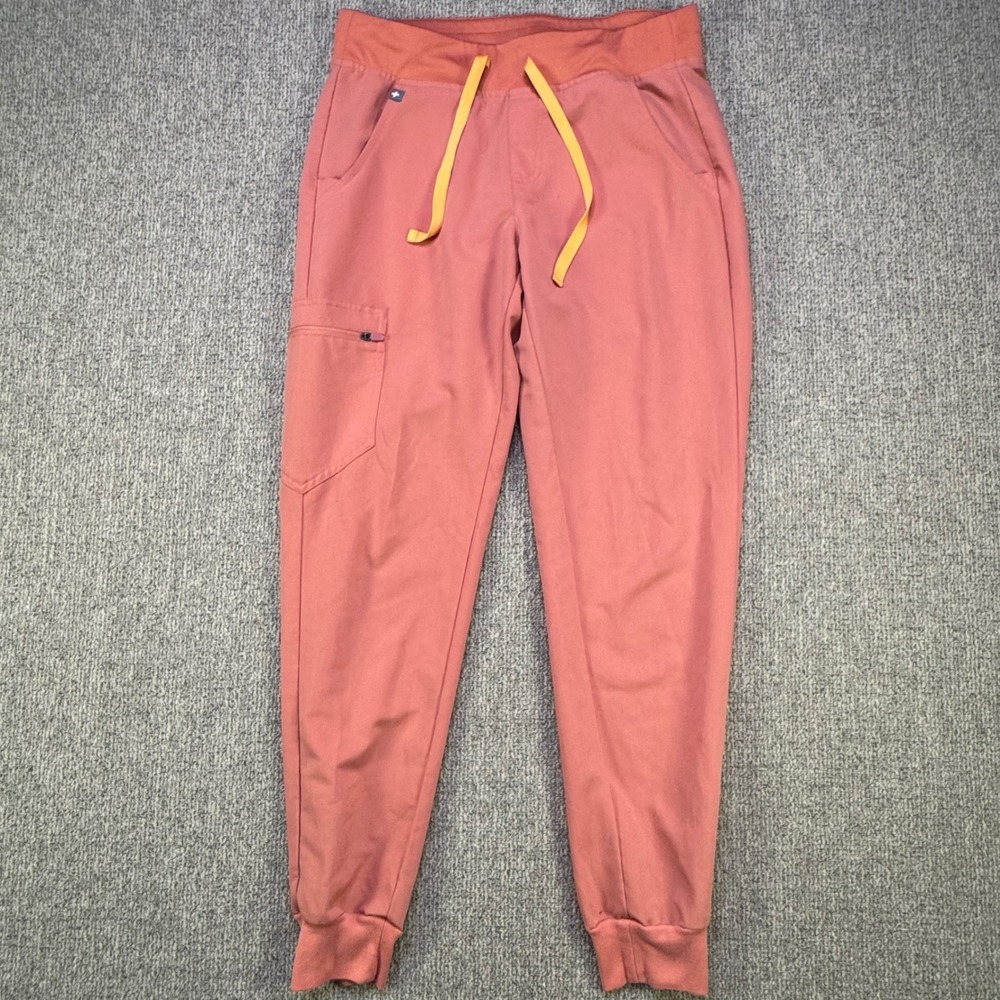 FIGS Zamora‎ Jogger Scrub Pants Womens Small Pink FIONx Contrast Drawstring EUC